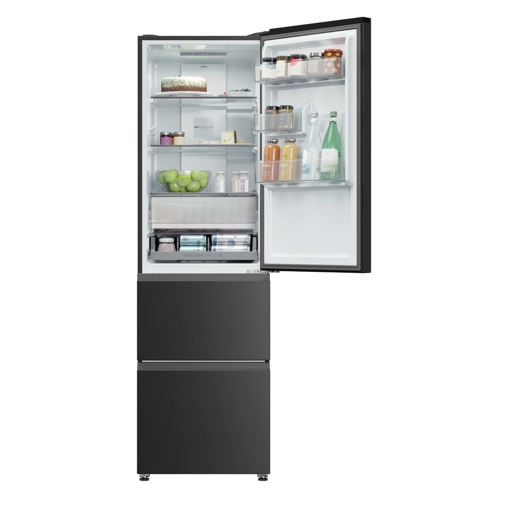 Haier 3D Series 3 HTR3518ENMTK 60/40 Frost Free Fridge Freezer Black - Clearance