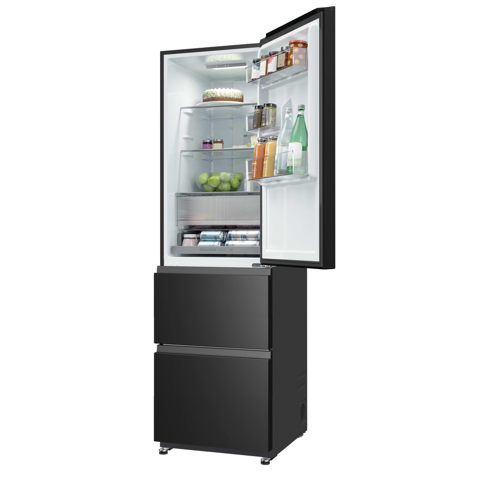 Haier 3D Series 3 HTR3518ENMTK 60/40 Frost Free Fridge Freezer Black - Clearance