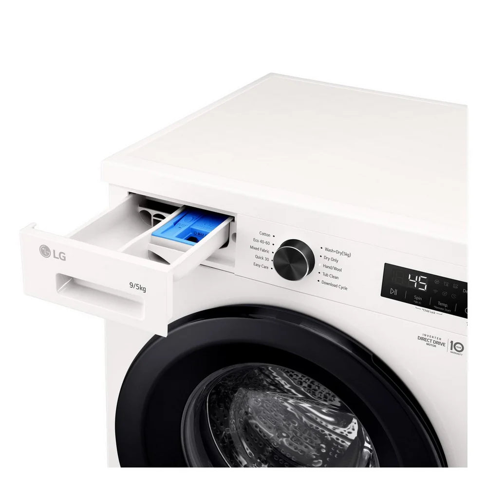 LG W4X1095NWK 9kg+5kg 1400 Spin Freestanding Washer Dryer White