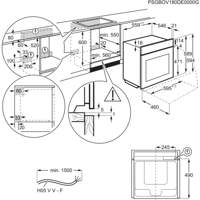AEG TP8SB731AT Electric Built in Single Oven with Touch Controls Black