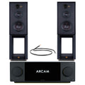 Arcam Radia SA45 Streaming Amplifier with Wharfedale Linton Heritage Standmount Speakers with Matching Stands - Black