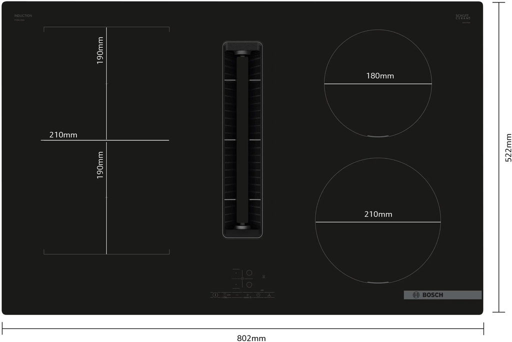 Bosch Series 4 PVS811B16E 80cm Induction Hob With Integrated Ventilation System