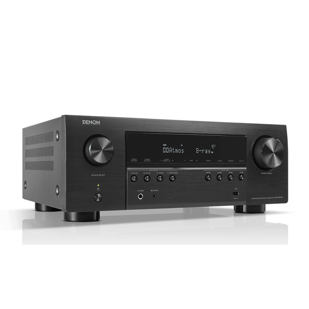 Denon AVRS970H 8K 7.2 Ch Dolby Atmos AV Receiver Black with Wharfedale Diamond 12.1i HCP 5.1 Speaker Package Walnut