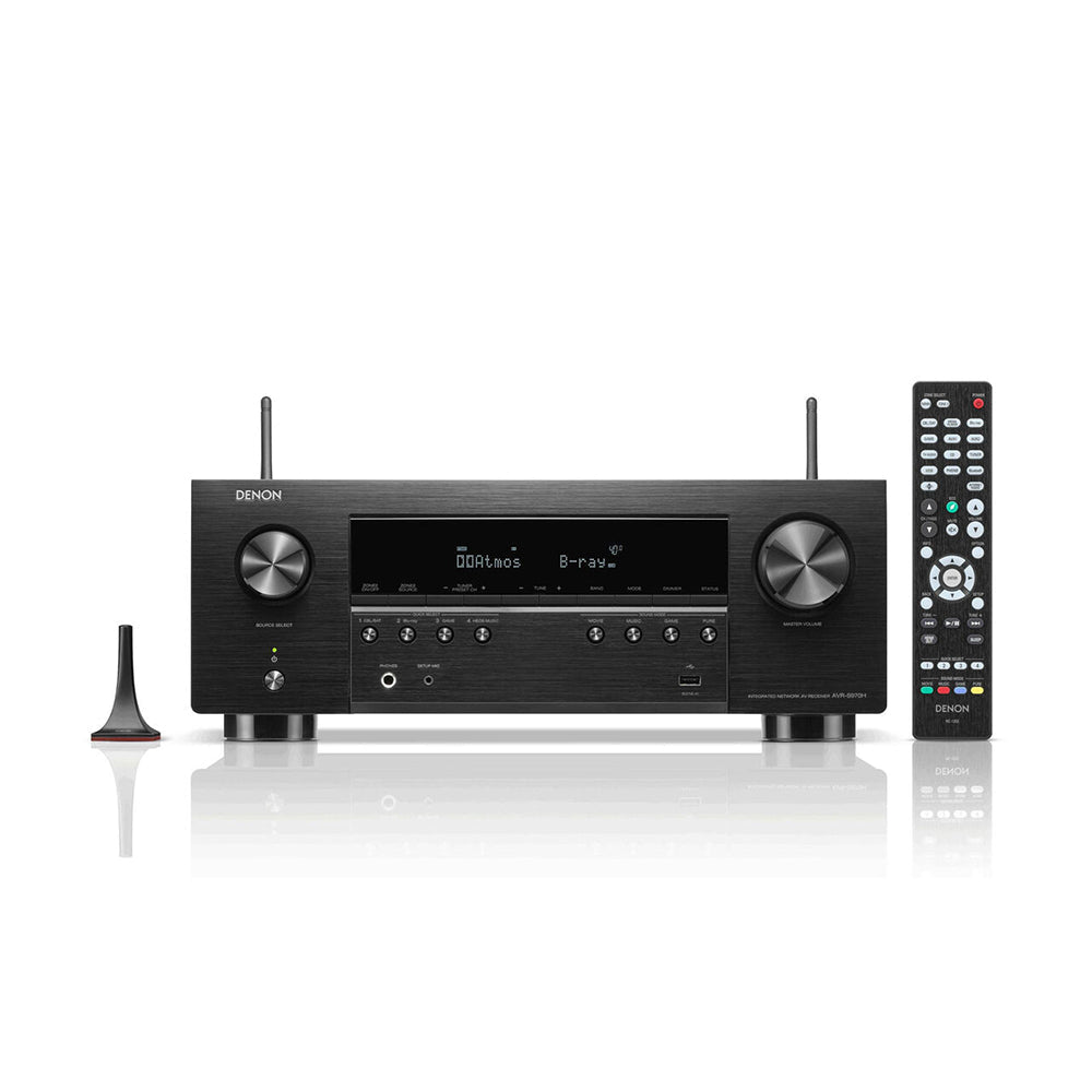 Denon AVRS970H 8K 7.2 Ch Dolby Atmos AV Receiver with Wharfedale Diamond 12.1i HCP 5.1 Speaker Package - Black