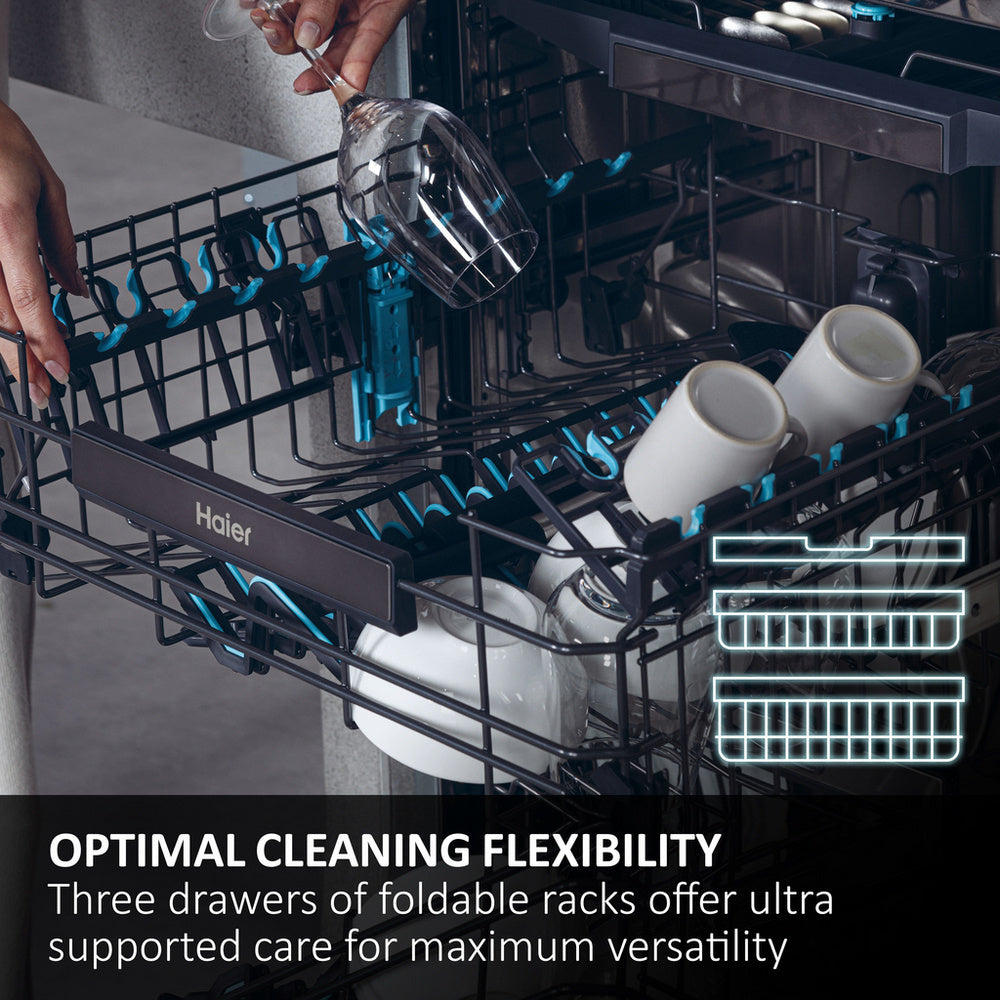 Haier XF 5C7M0W-80 I-Pro Shine Series 3 Freestanding Dishwasher 15 Place Settings White