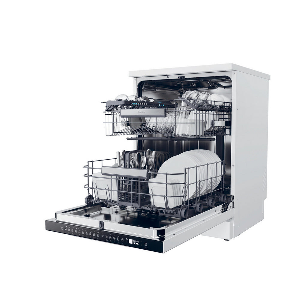 Haier XF 5C7M0W-80 I-Pro Shine Series 3 Freestanding Dishwasher 15 Place Settings White