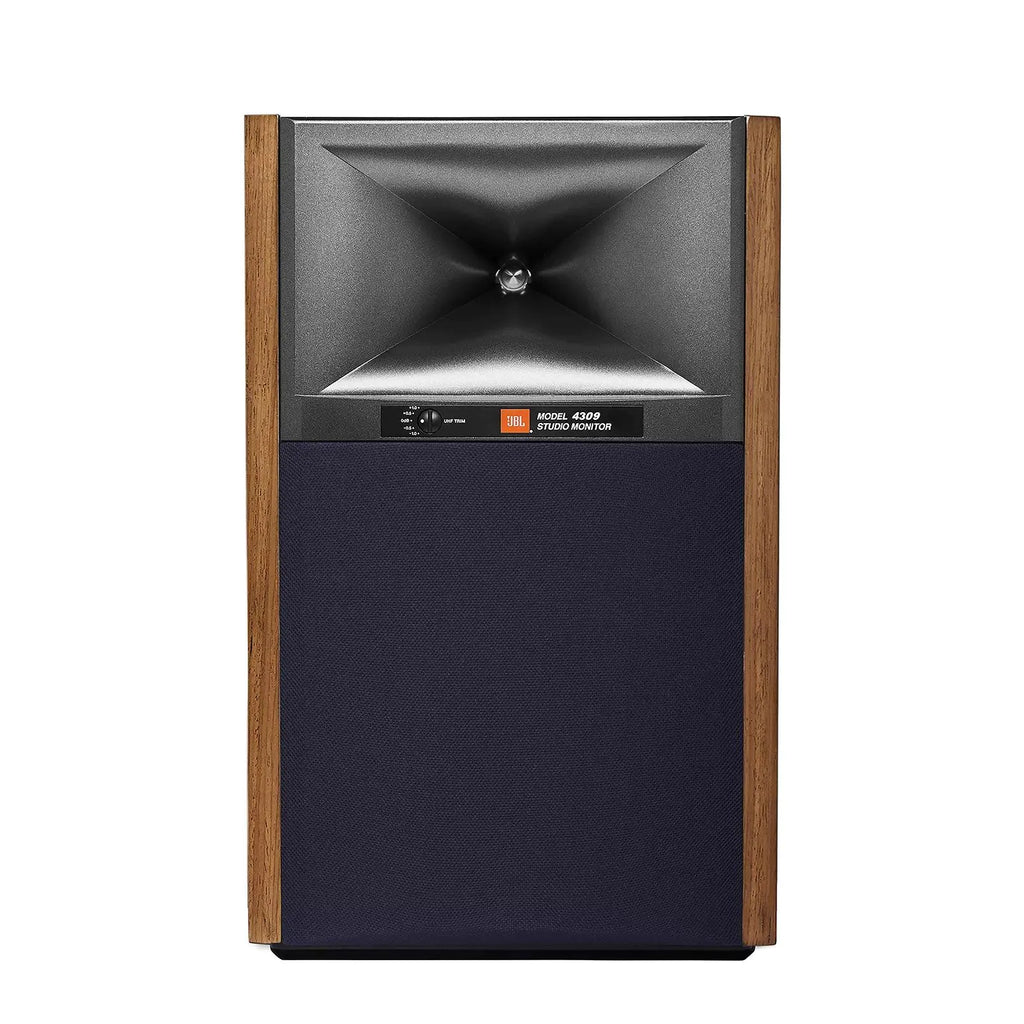 JBL 4309 High Performance Studio Monitor Bookshelf Speakers in Walnut with JS-65 Stands Pair