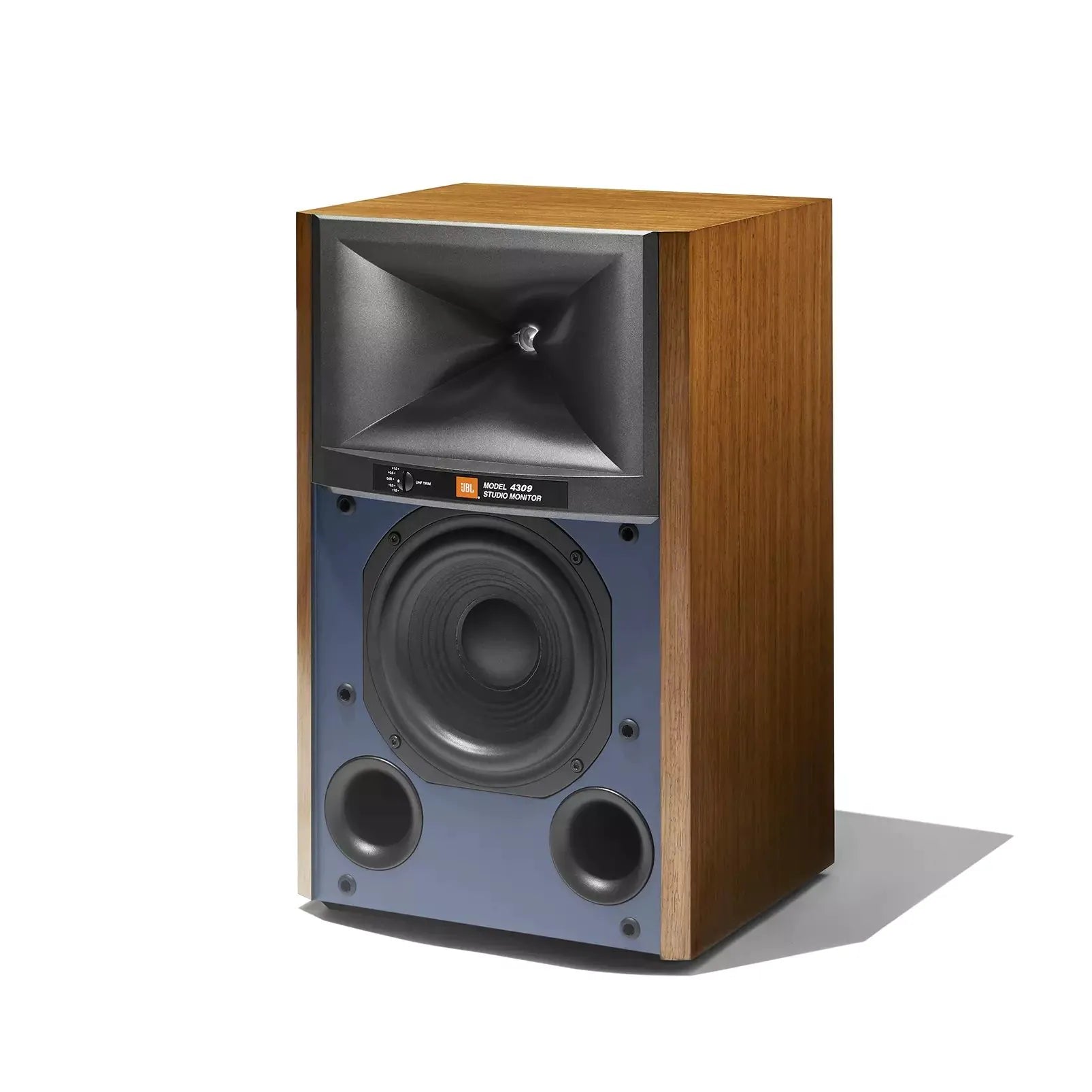 JBL 4309 High Performance Studio Monitor Bookshelf Speakers in Walnut with JS-65 Stands Pair