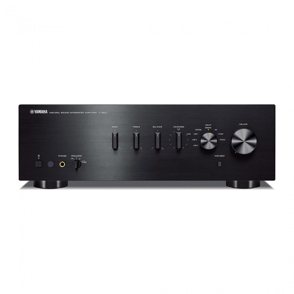 Yamaha AS501 Integrated Stereo Amplifier with Acoustic Energy AE300 MK2 Bookshelf Speakers HiFi Package Black