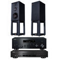 Yamaha R-N600A Network Receiver & CD-S303 CD Player with Wharfedale Linton Heritage Standmount Speakers with Matching Stands - Black