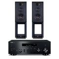 Yamaha R-N600A Network Receiver with Wharfedale Linton Heritage Standmount Speakers with Matching Stands - Black